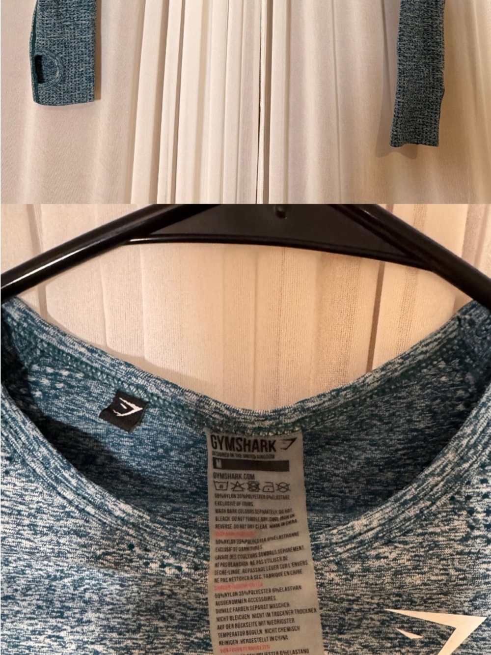 Gymshark Teal Heather Long-Sleeve Seamless Crop Top - Picture 4 of 4